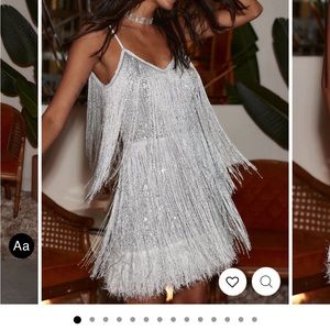 Sparkle 12th tribe dress silver fringe dress